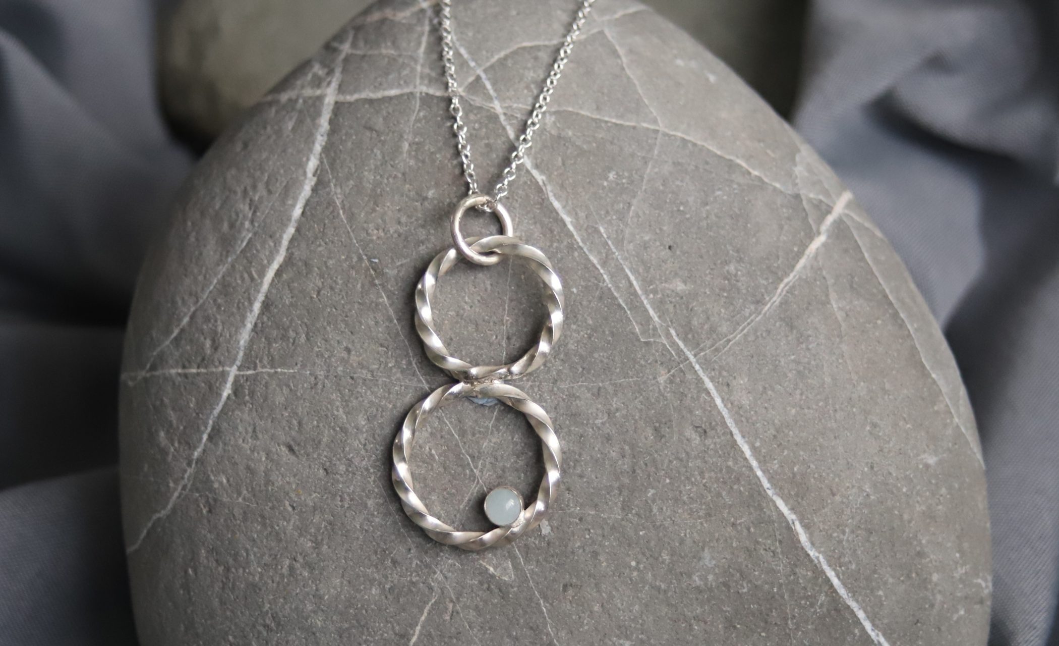 Double Twisted Circle and Stone set Pendant
